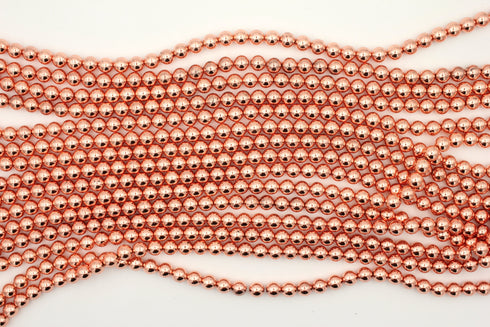 Rose Gold Hematite Gemstone Beads, 8mm, Round